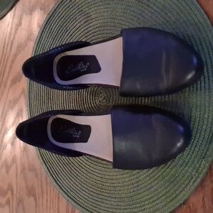 Earthies Brie Black Leather Shimmer Heel D'orsay Ballet Flats Size 7